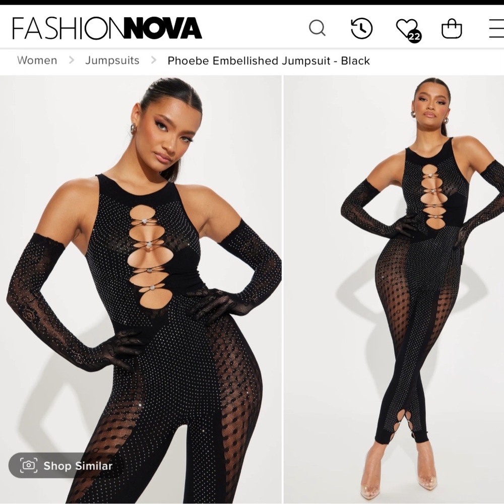 Fashion Nova Phoebe Embellished Jumpsuit Black